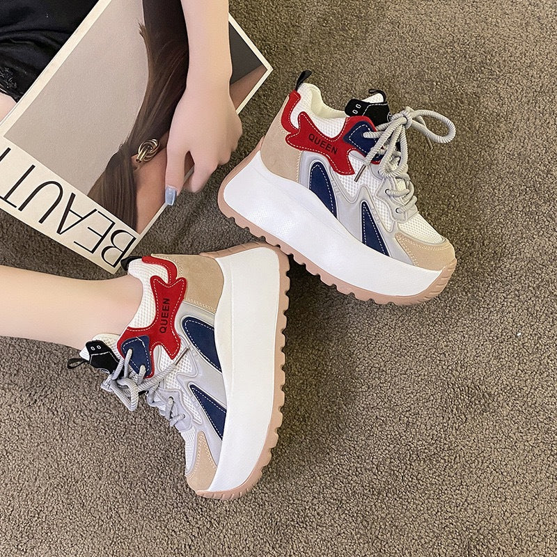 Damen Plateau Sneaker Chunky Atmungsaktives Mesh
