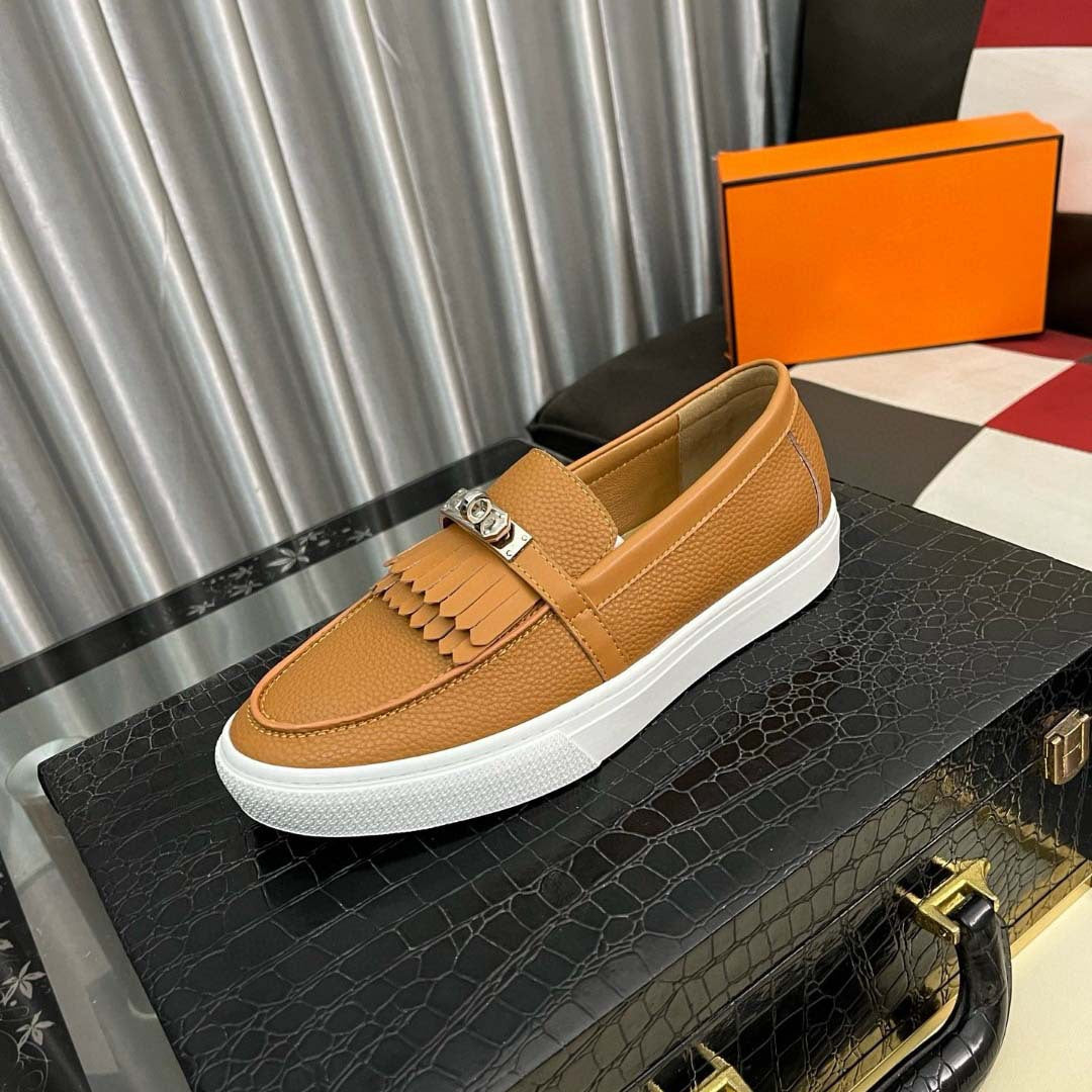 Damen Mokassins Narben Leder Elegant