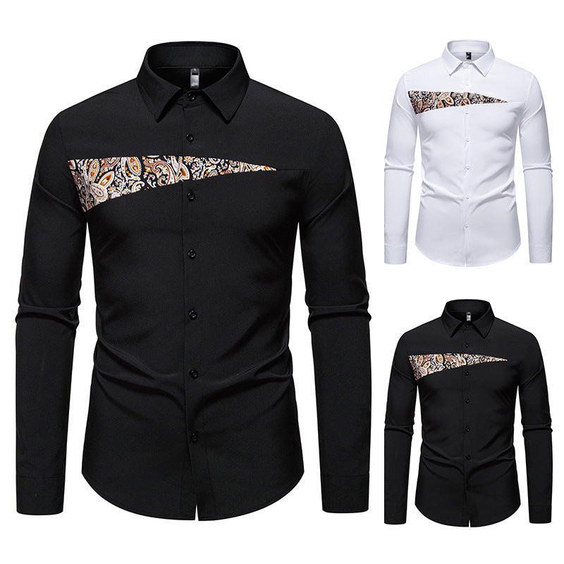 Herren Langarmhemd Paisley-Design Modern