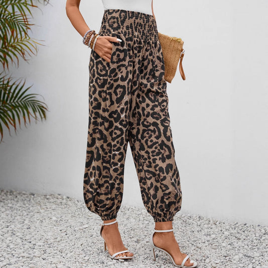 Damen-Hosen Leopardenmuster Elegant Weite - Norvielle