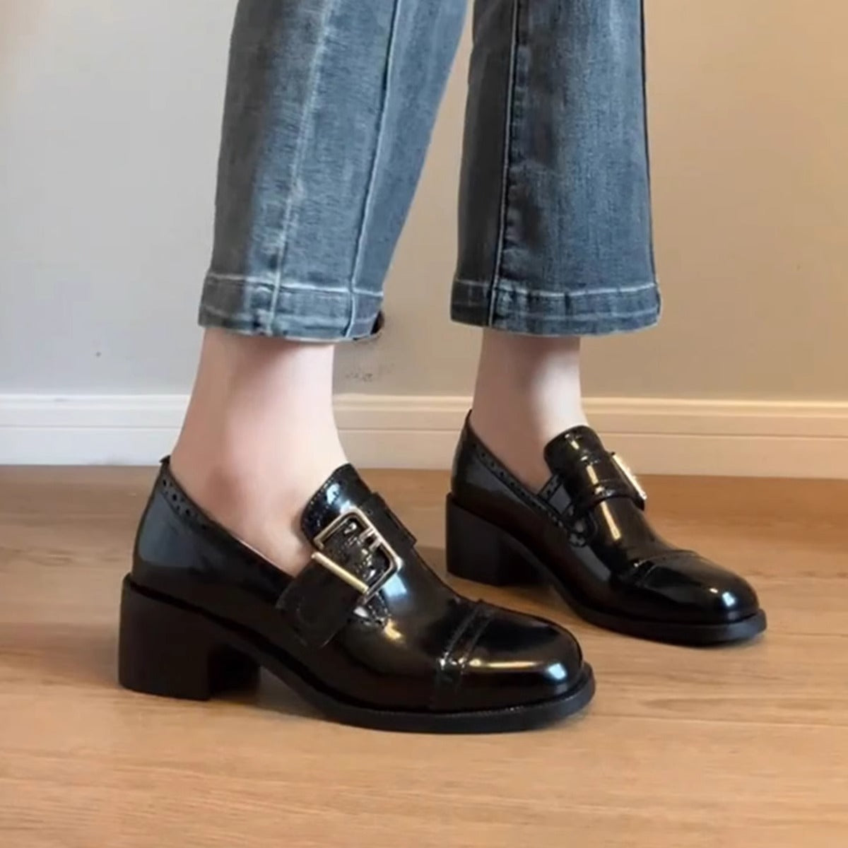 Damen Schnürschuhe Elegant Schnalle Detail