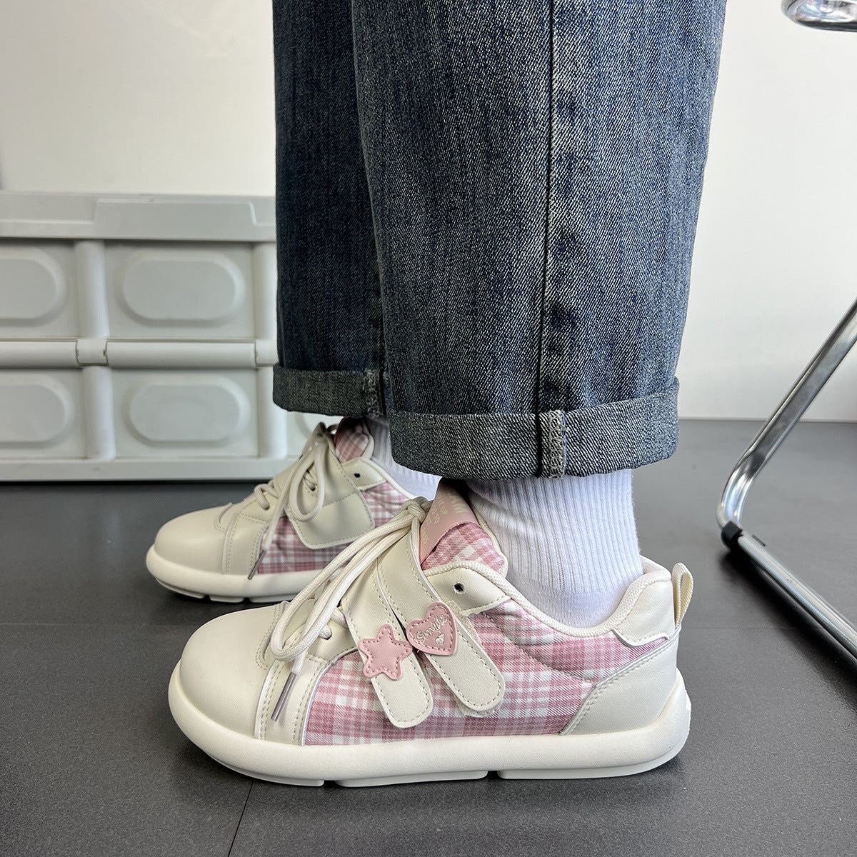 Damen Sneaker Kariert Klettverschluss Sportlich