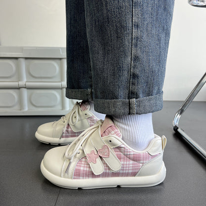 Damen Sneaker Kariert Klettverschluss Sportlich