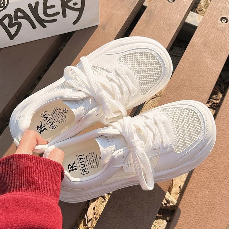 Damen Plateau Sneaker Atmungsaktives Netzmaterial Laufsohle Komfort