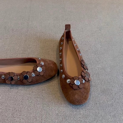 Damen Ballerinas Blumenmuster Komfort Innensohle