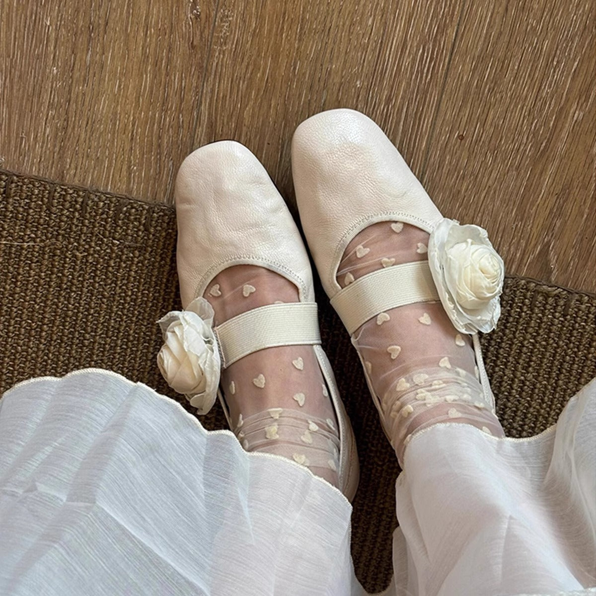 Damen Ballerinas Elegant Blumenmuster Komfortschuhe