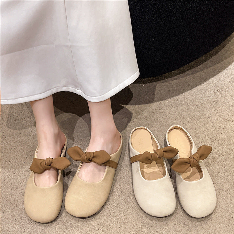 Damen Mules Bequem Schleife Schwarz - Norvielle