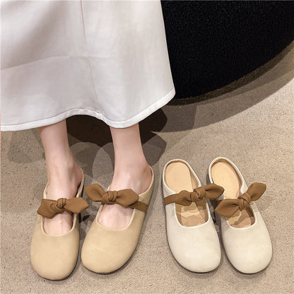 Damen Mules Bequem Schleife Schwarz - Norvielle