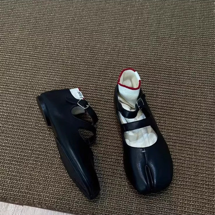 Damen Ballerinas Bequem Verstellbar Schwarz - Norvielle