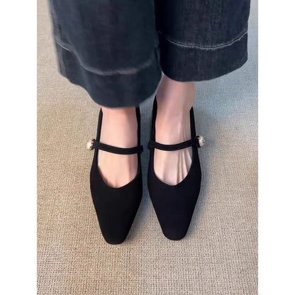 Damen Ballerinas Elegant mit Schnalle und Riemenverschluss
