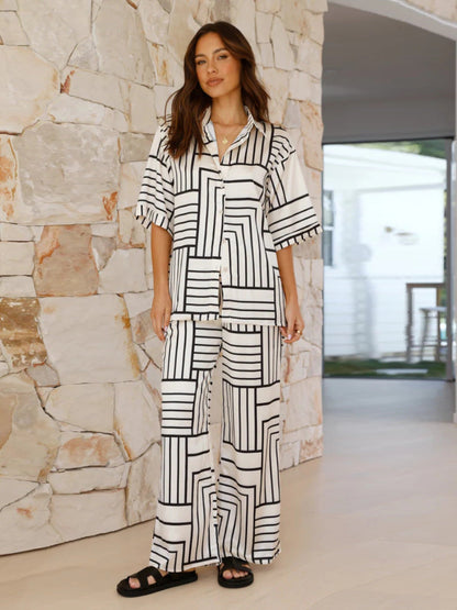Damen 2-teiliges Co-Ord Set Bedruckt Modisch