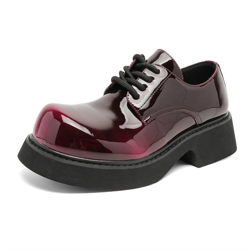 Damen Schnürschuhe Dicke Sohle Hochglänzend