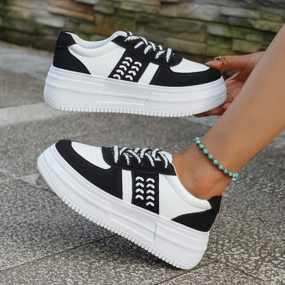 Damen Plateau Sneaker Hoch Weiches Innenfutter