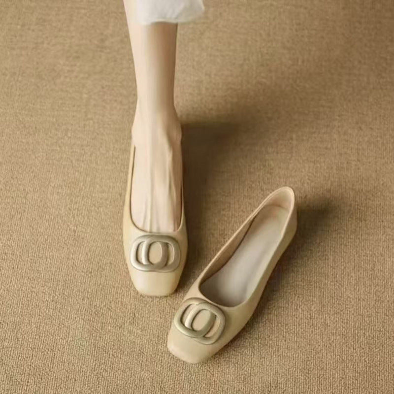 Damen Ballerinas Bequem Schmuckdetail Blockabsatz