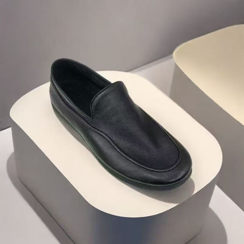 Damen Ledermokassins Rutschfeste Sohle Schwarz Elegantes Design - Norvielle