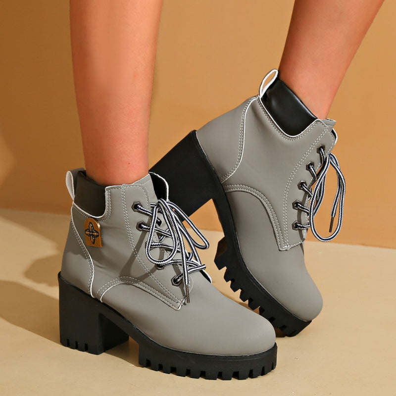 Damen High- Stiefeletten Plateauabsatz