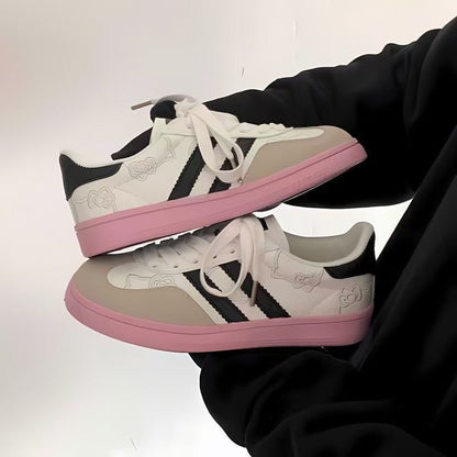 Damen Sneaker Weich Blumen Dekor Laufsohle