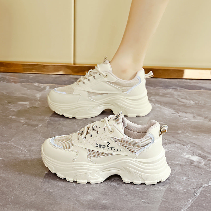 Damen Chunky Sneaker Atmungsaktives Obermaterial Stoßdämpfender