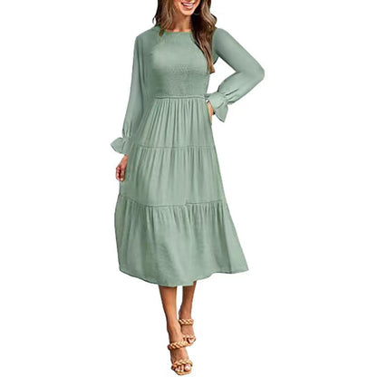 Elegantes Damen Maxikleid mit Rüschen Lang