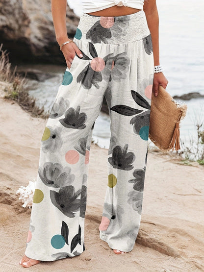 Damen Strandhose Bequem Elastisch Floral
