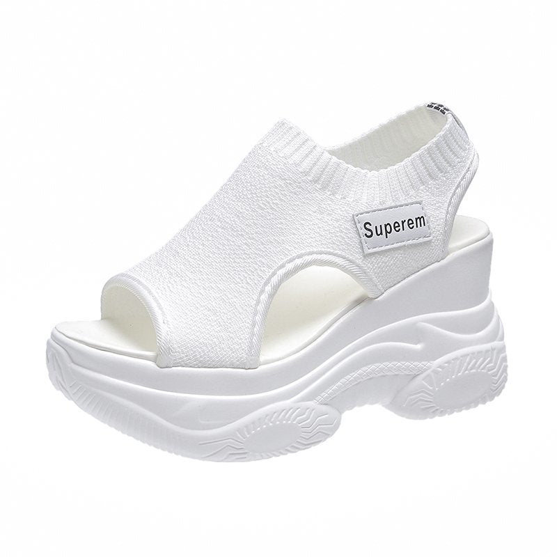 Damen Plateau Sandaletten Elastisch