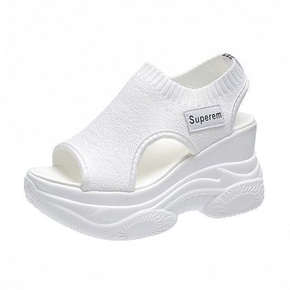 Damen Plateau Sandaletten Elastisch