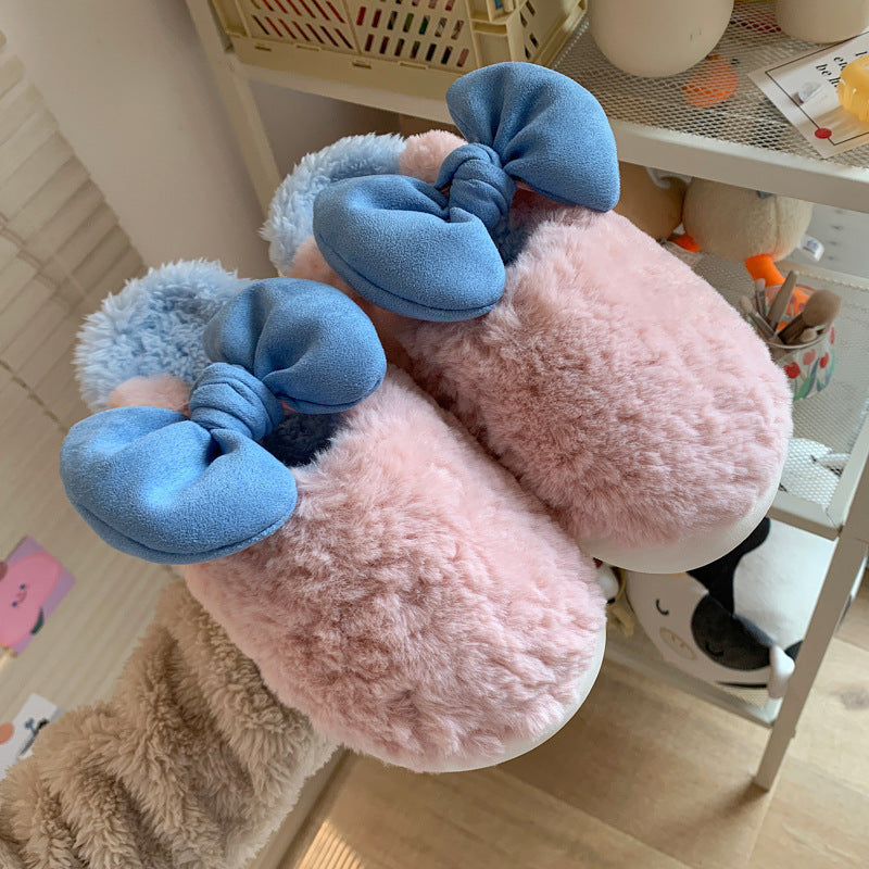 Damen Hausschuhe Weich Flauschig Warm Mit Schleife