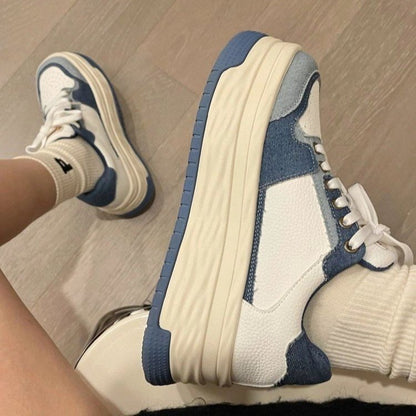Damen Plattform Sneaker Bequem Sternen Design