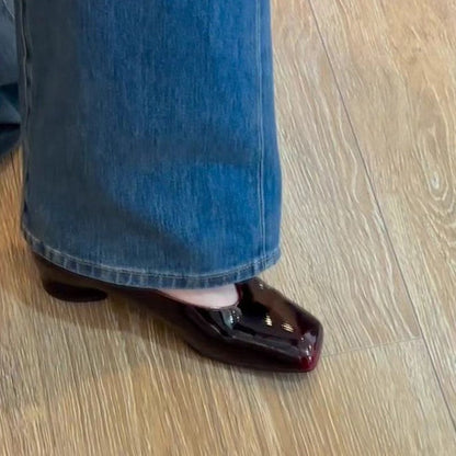 Damen Hochhackige Pumps Glänzend Quadratzehen