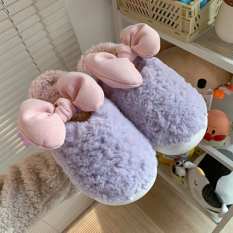 Damen Hausschuhe Weich Flauschig Warm Mit Schleife