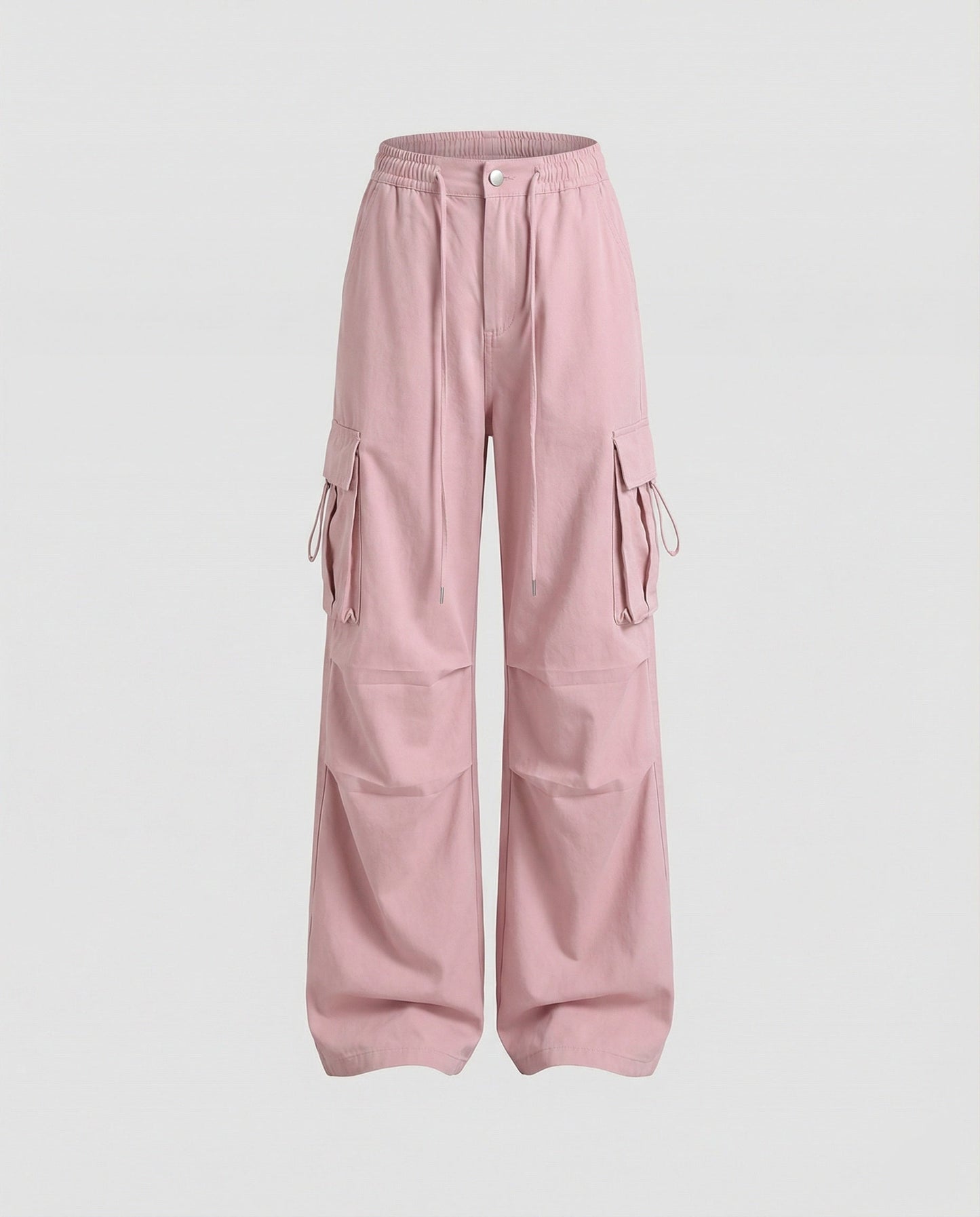Damen Hochtaillierte Cargohose Baumwolle Mit Seitenschlaufen