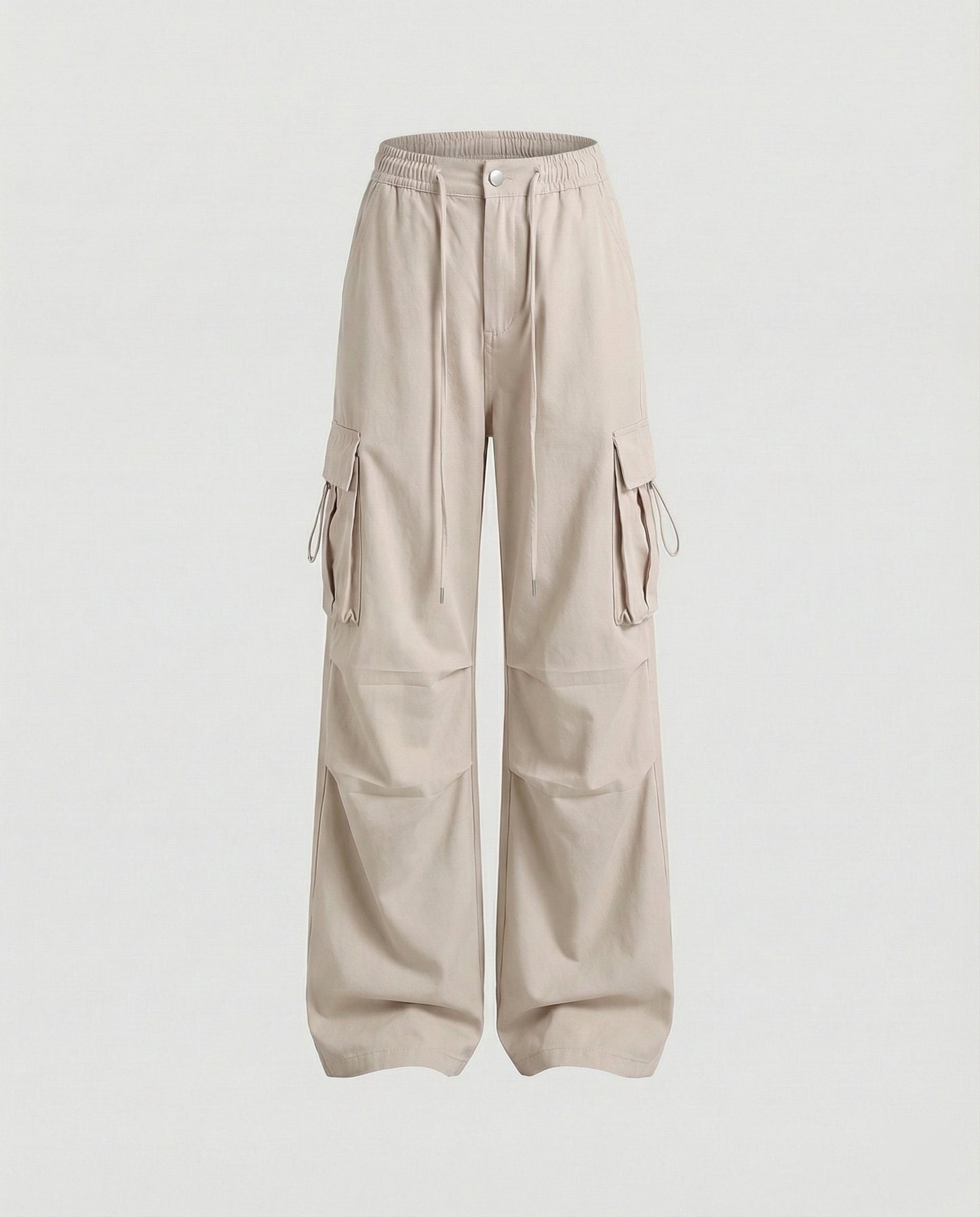 Damen Hochtaillierte Cargohose Baumwolle Mit Seitenschlaufen