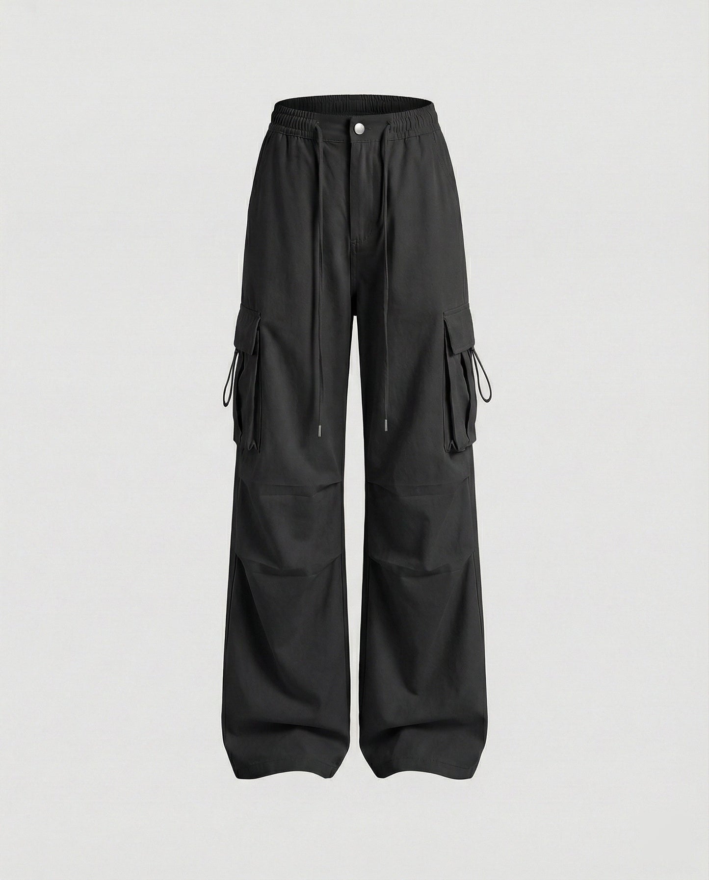 Damen Hochtaillierte Cargohose Baumwolle Mit Seitenschlaufen