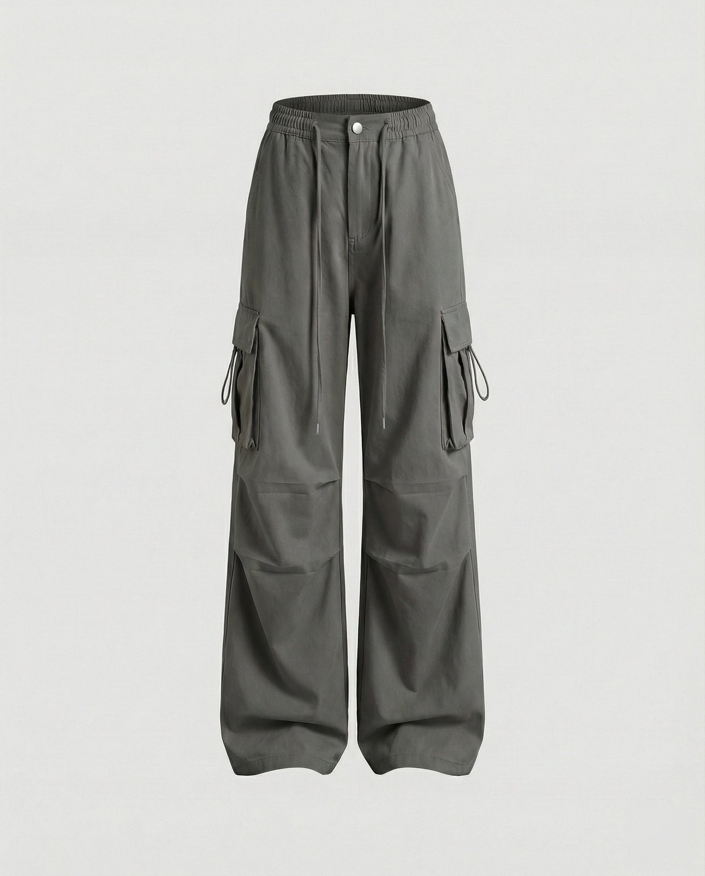 Damen Hochtaillierte Cargohose Baumwolle Mit Seitenschlaufen