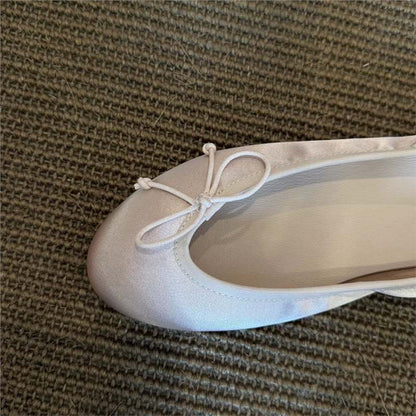 Damen Ballerinas Elastisch Bequem Mit Schleifen