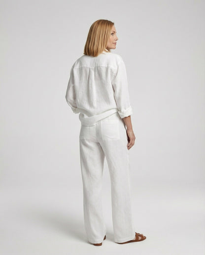 Damen Leinen-Set Weites Hemd Marlenehose Sommer