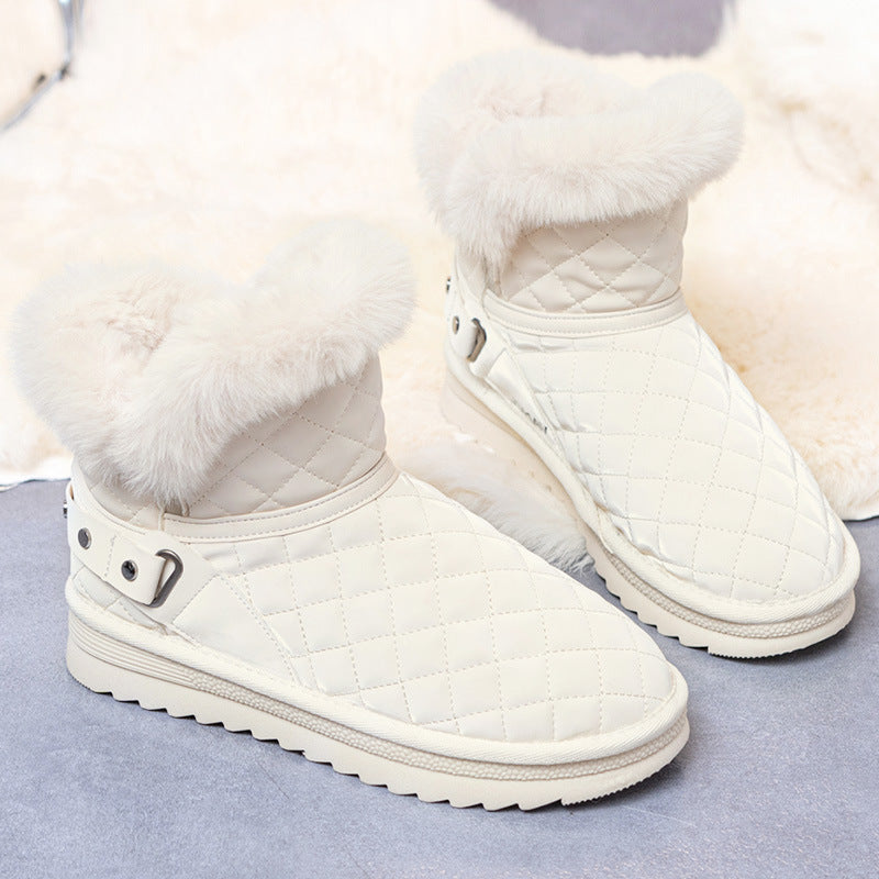 Damen Winterstiefel Kuschelig Warm Kunstfell Schwarz - Norvielle