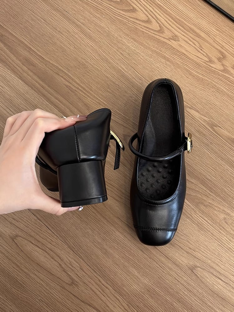 Damen Mary Jane Ballerinas Komfortabeler Blockabsatz