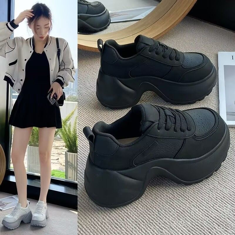 Damen Chunky Sneaker Dicke Sohle Schwarz - Norvielle