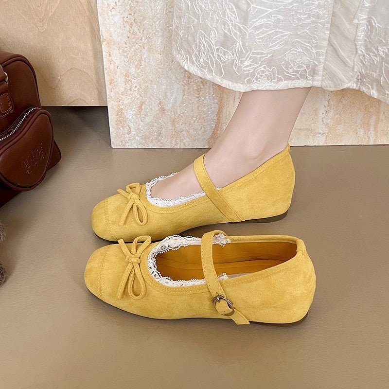 Damen Ballerinas Spitze Schnalle Elegant