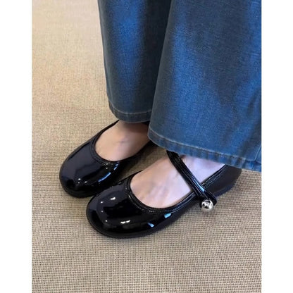Damen Ballerinas Bequem mit Schnalle und Riemen