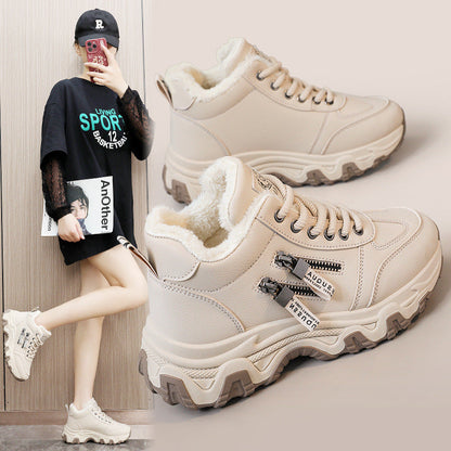 Damen High- Sneaker Gefüttert Reißverschluss Schwarz - Norvielle