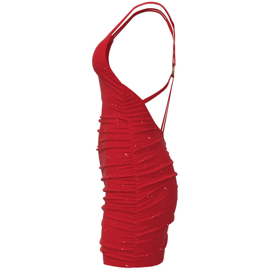 Damen Minikleid Glitzerndes Sternenmuster Partykleid