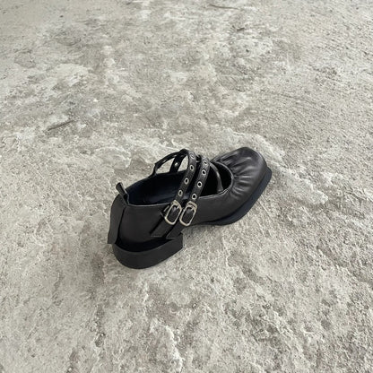 Damen Slingback Ballerinas Edel Leder Verstellbar