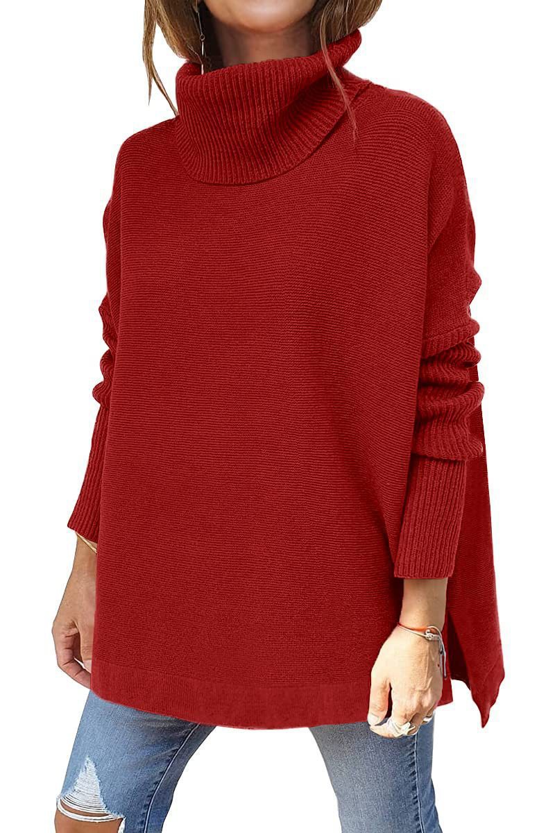 Damen Oversized Rollkragenpullover Großmasche Strick