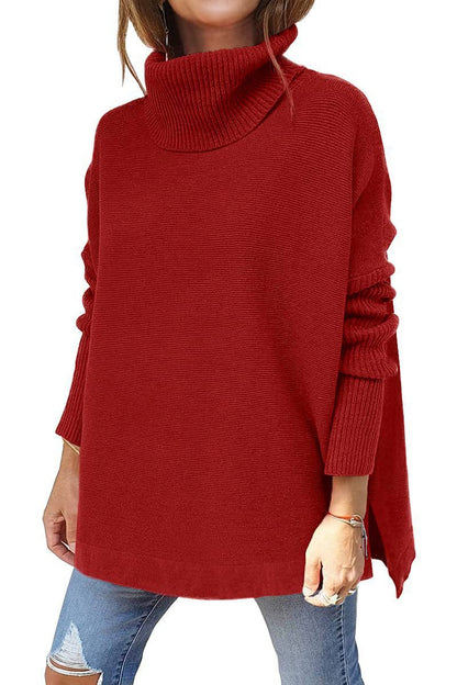 Damen Oversized Rollkragenpullover Großmasche Strick