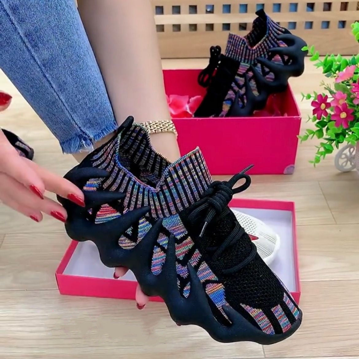 Damen Laufschuhe Sportlich Modern Sneaker Schwarz - Norvielle