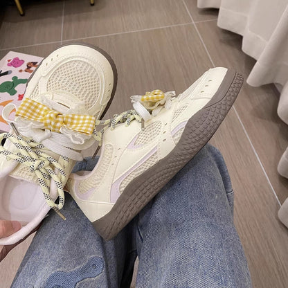 Damen Sneaker Karomuster Atmungsaktiv