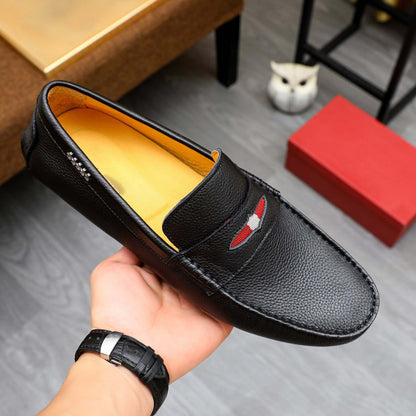 Herren Mokassins Leder Elegant Ziernaht