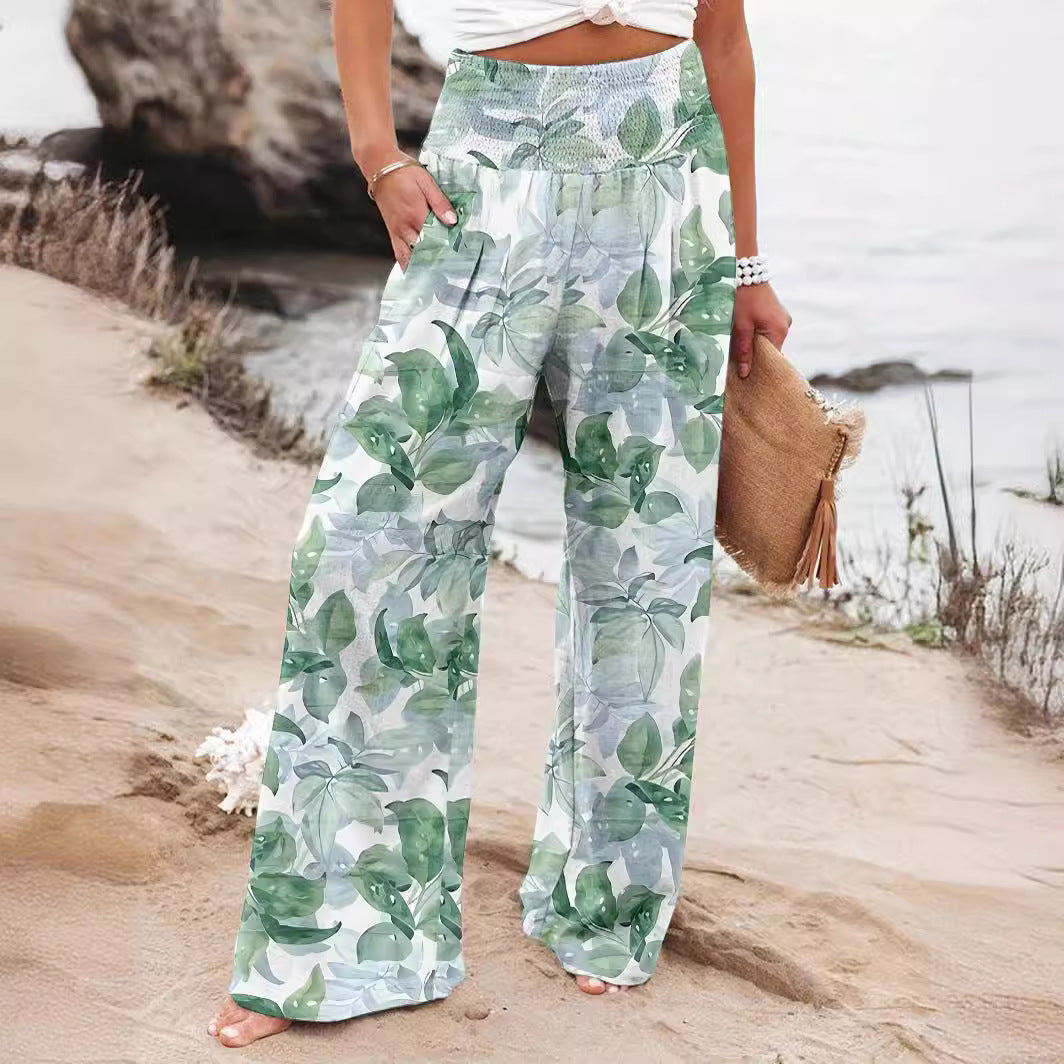 Damen Strandhose Bequem Elastisch Floral - Norvielle